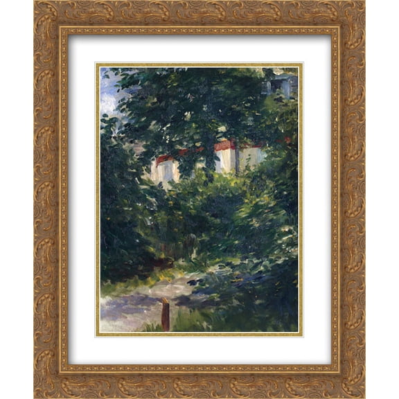 Edouard Manet 2x Matted 20x24 Gold Ornate Framed Art Print 'The garden around Manet's house'