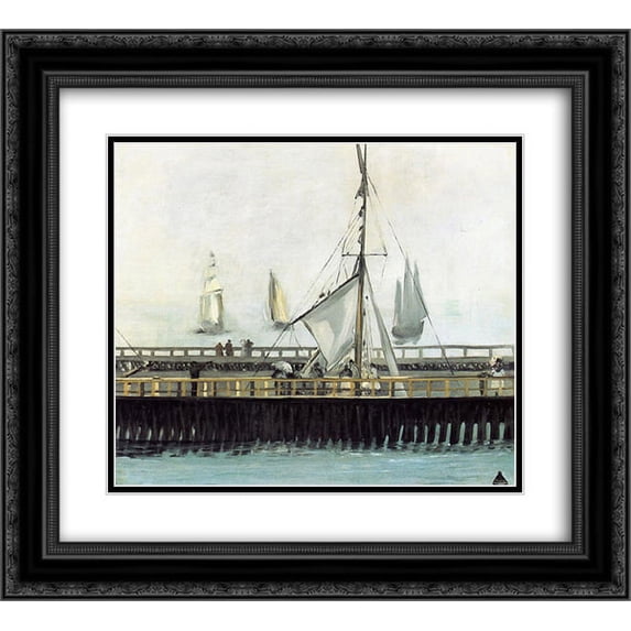 Edouard Manet 2x Matted 24x20 Black Ornate Framed Art Print 'Jetty at Boulogne'