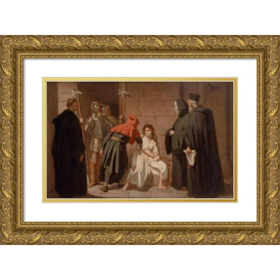 Edouard Moyse 14x10 Gold Ornate Wood Frame and Double Matted Museum Art Print Titled - Inquisition (After 1872)