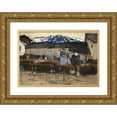 thumbnail image 1 of Edouard Vallet 14x11 Gold Ornate Wood Frame and Double Matted Museum Art Print Titled - Cemetery in the Valais (1910), 1 of 4