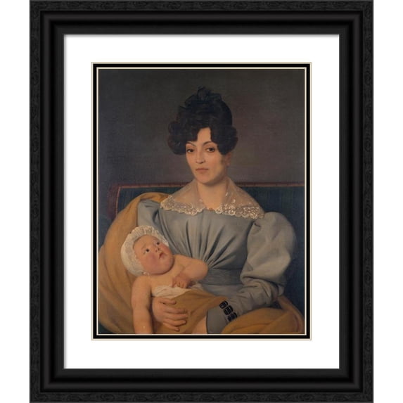 Edouard Viénot 15x18 Black Ornate Wood Framed Double Matted Museum Art Print Titled - Zulma Carraud Et Son Fils Ivan (1827)