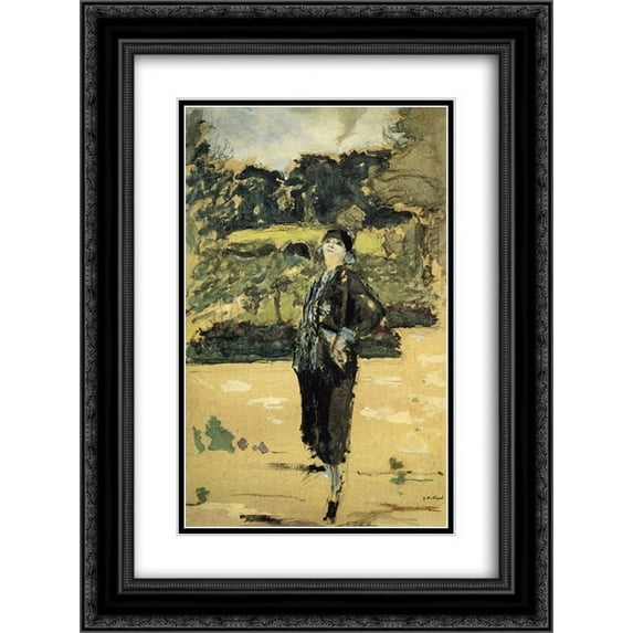 Edouard Vuillard 2x Matted 18x24 Black Ornate Framed Art Print 'Black Dress'