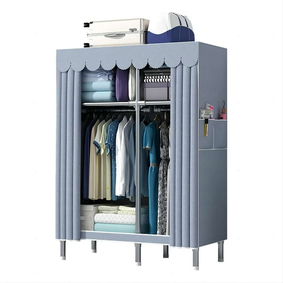 Edovaf Portable Closet,67x43.3 Inch Sturdy Portable Closet Wardrobe,23mm Steel Tube Organizer Clothes Wardrobe with 2 Hanging Rods,Wardrobe Closet Organizer with Cover for Cloakroom Bedroom