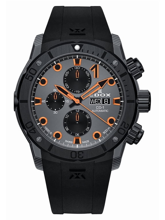 CO-1 Automatic Chronograph Gray Carbon Gray Dial Black Rubber Strap Day/Date Divers Mens Watch 01125-CCN-GNO