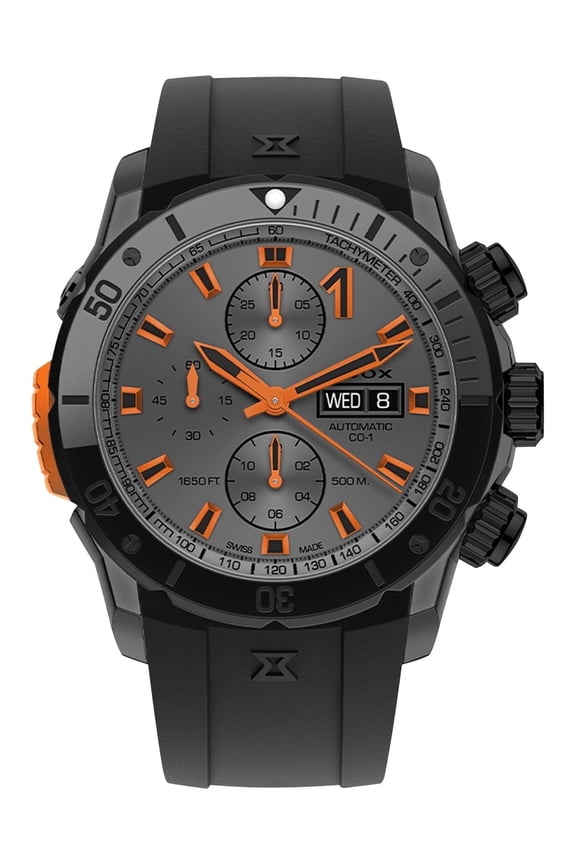 CO-1 Automatic Chronograph Gray PVD Gray Dial Black Rubber Strap Day/Date Divers Mens Watch 01128-37GNNOCA-GNO