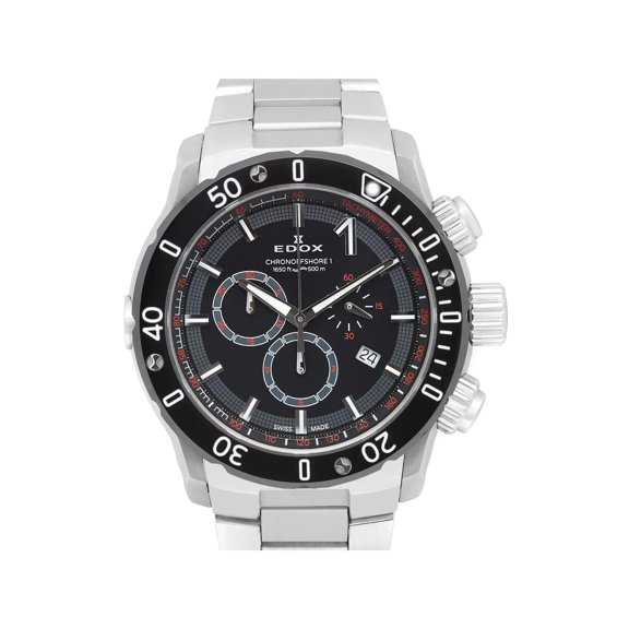 Edox Chronoffshore-1 Chronograph Steel Black Dial Quartz Men Watch 10221 3M NIN