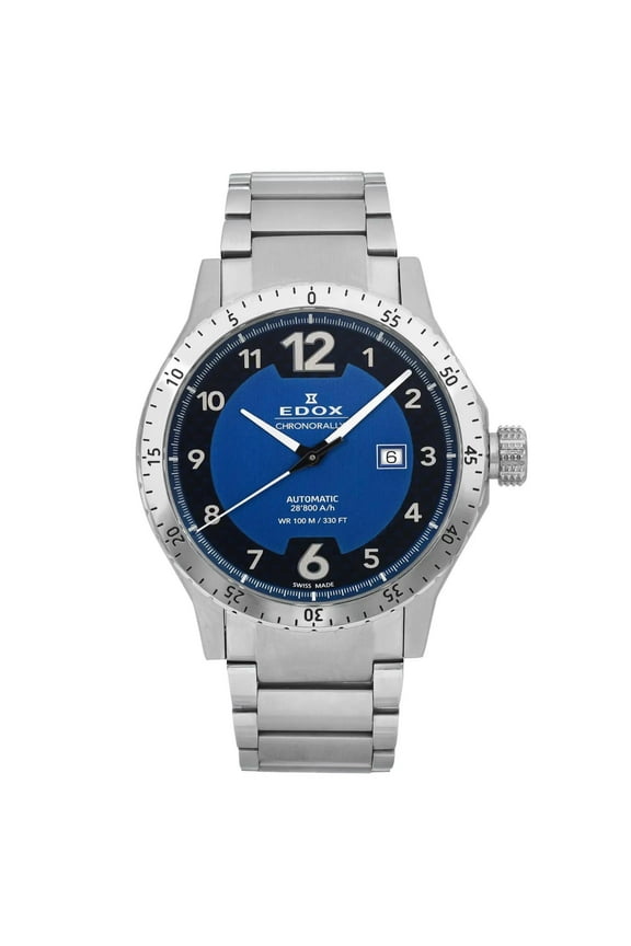 Chronorally 1 Stainless Steel Blue Dial Automatic Men Watch 80094-3NM-BU1