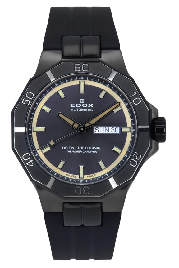 Edox Delfin The Original Rubber Strap Grey Dial Automatic Diver's 88008 37GNCA GBEI 200M Men's Watch