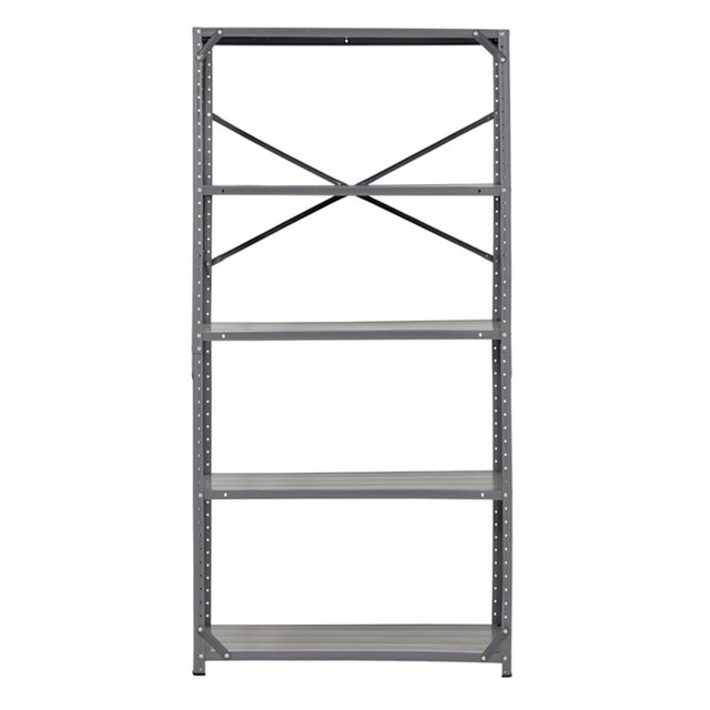 Edsal 36"W x 16"D x 72"H 5Shelf Steel Shelving, Grey