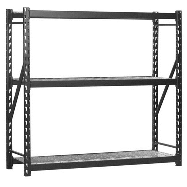 Muscle Rack 77" Black Steel Adjustable 3-Shelf Garage Shelving Unit