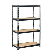 Edsal Adjustable 4 Shelf Steel Storage Organization Shelving Unit, Black