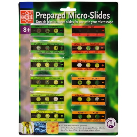Edu Toys Prepared Microscope Micro-Slides - 12 Slides w/36 Assorted Specimens