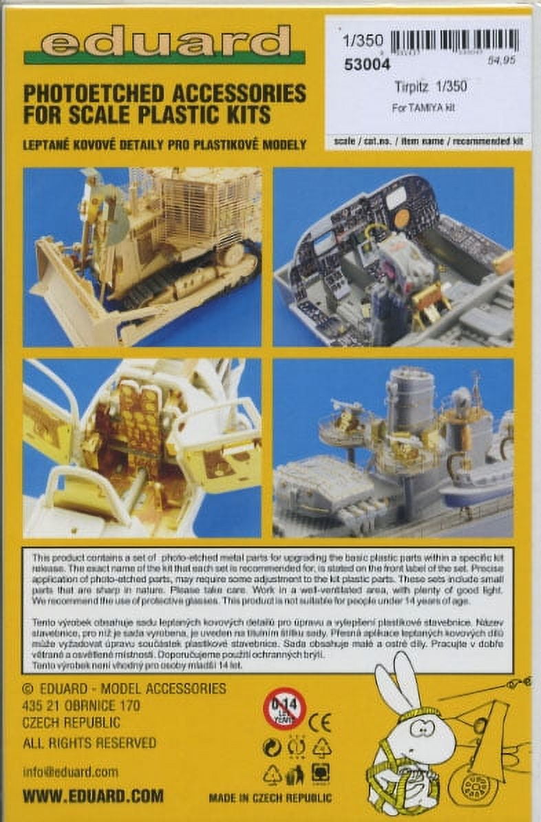 Eduard 53004 Tirpitz PhotoEtched Detail Set for 1/350 Scale Tamiya Model Kit