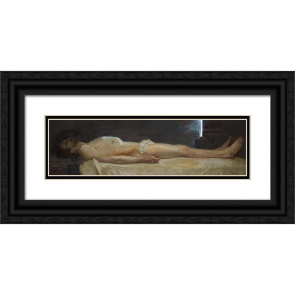 Eduard Adrian Dussek 24x10 Black Ornate Framed Double Matted Museum Art Print Titled: Leich Name Christ (1901)