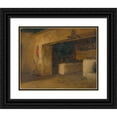 thumbnail image 1 of Eduard Ballo 14x12 Black Ornate Wood Framed Double Matted Museum Art Print Titled: Cottage Interior (1887), 1 of 5