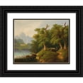 thumbnail image 1 of Eduard Boehm 14x12 Black Ornate Wood Framed Double Matted Museum Art Print Titled: Mountain Lake with Figurative Staffage, 1 of 5
