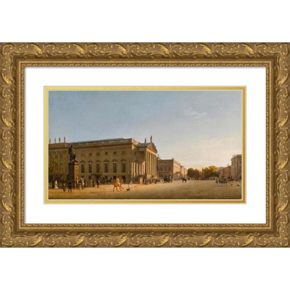 Eduard Gaertner 24x15 Gold Ornate Framed and Double Matted Museum Art Print Titled - The Royal Opera, Unter Den Linden, Berlin (1845)