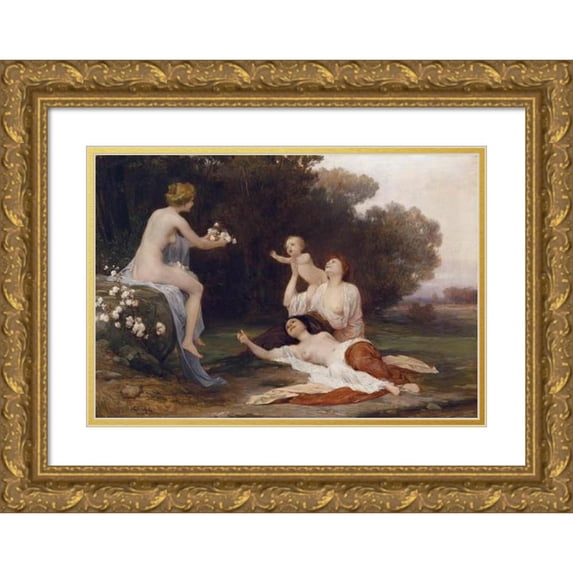 Eduard Lebiedzki 24x18 Gold Ornate Framed and Double Matted Museum Art Print Titled - Idyll (1907)