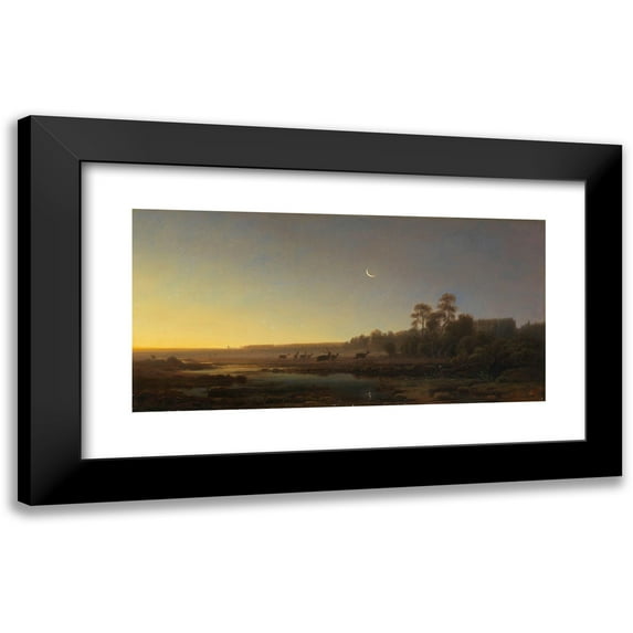 Eduard Schleich The Elder 18x11 Black Modern Framed Museum Art Print Titled - Wild Change in Haspelmoos (1845)