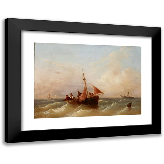 Eduard Schmidt 14x11 Black Modern Framed Museum Art Print Titled - Seascape (19th Century)