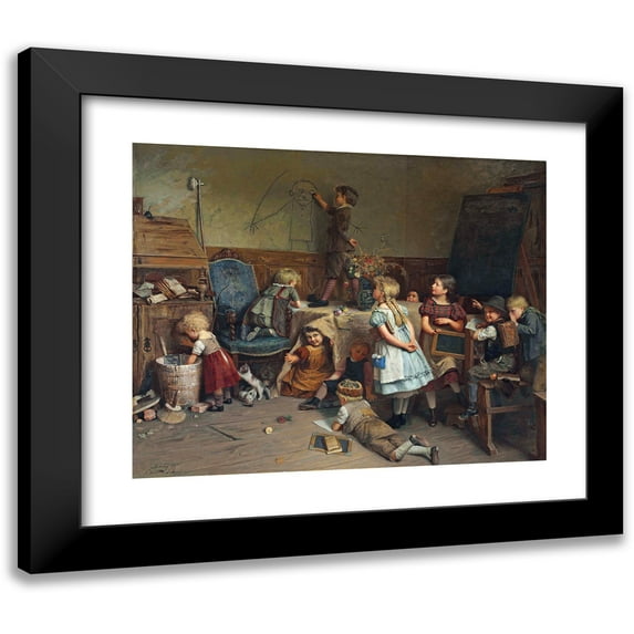 Eduard Schulz-Briesen 18x15 Black Modern Framed Museum Art Print Titled - The Young Artist - School Recess (1875)