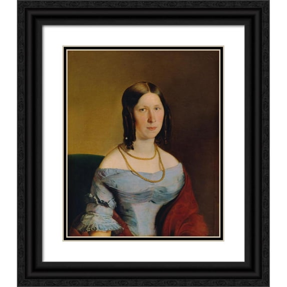 Eduard Swoboda 20x24 Black Ornate Framed Double Matted Museum Art Print Titled: Women's Portrait