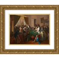 thumbnail image 1 of Eduard Swoboda 24x19 Gold Ornate Framed and Double Matted Museum Art Print Titled - Va Banque (Gambling) (1849), 1 of 4