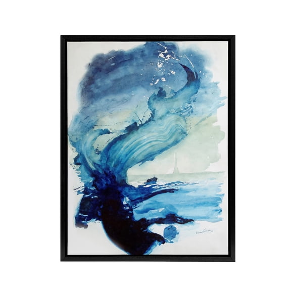 Eduard Tomek Sea Abstract Painting Black Framed Canvas Wall Art Print 18X24"