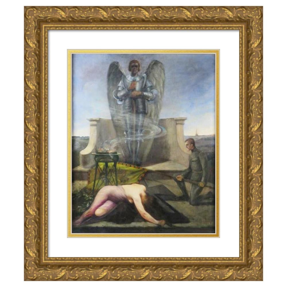Eduard Veith 12x14 Gold Ornate Wood Frame and Double Matted Museum Art Print Titled - Honor at a Hero Monument