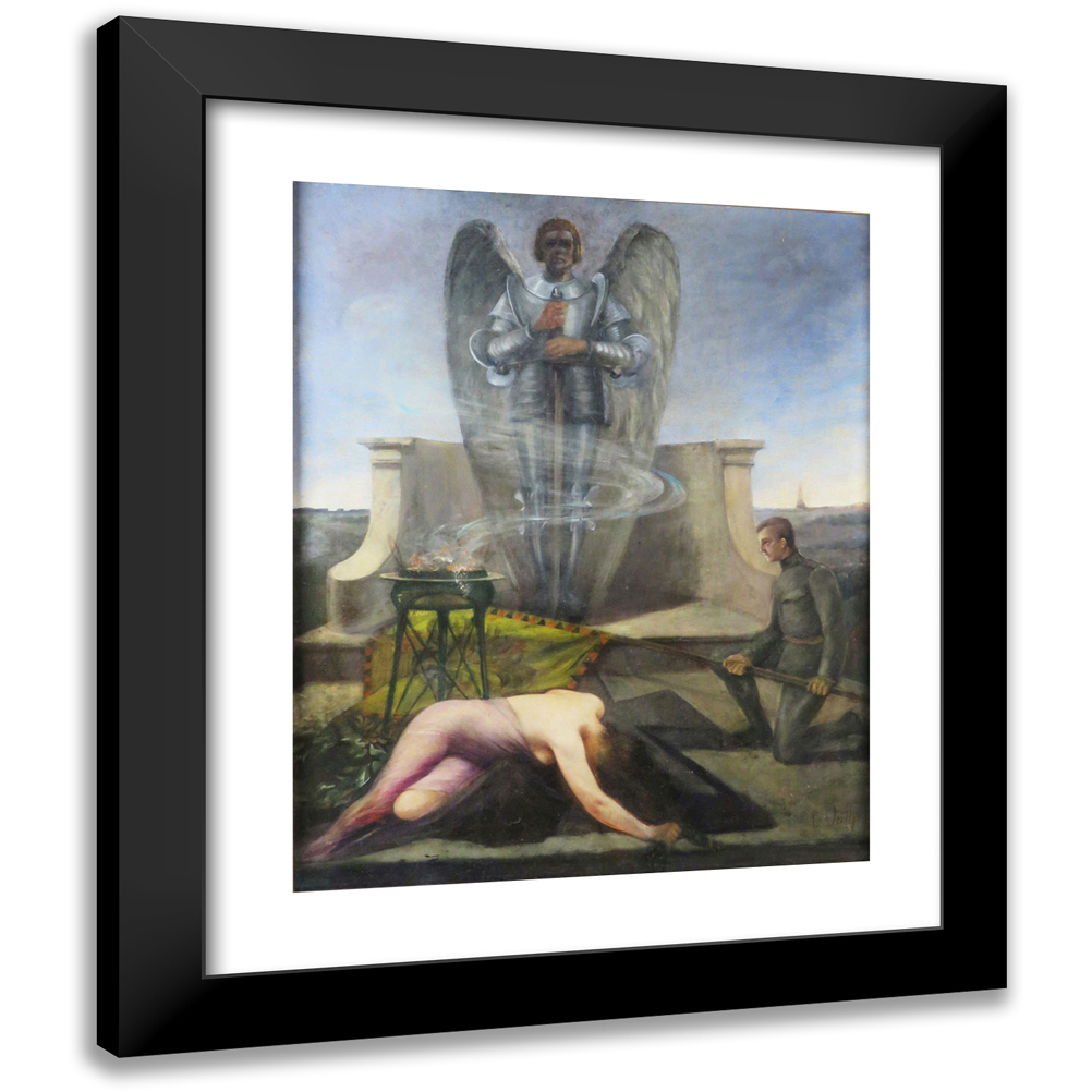 Eduard Veith 20x24 Black Modern Framed Museum Art Print Titled - Honor at a Hero Monument