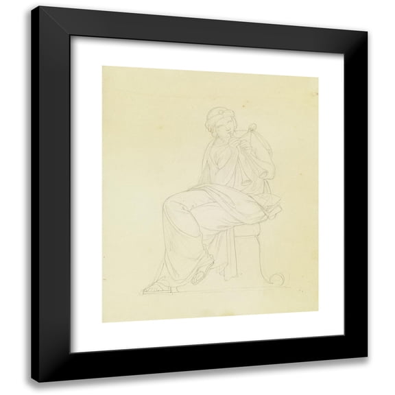 Eduard Von Steinle 12x14 Black Modern Framed Museum Art Print Titled - Flute Player in Greek Robe