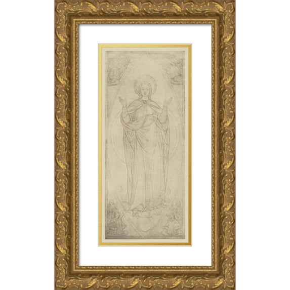 Eduard Von Steinle 13x24 Gold Ornate Framed and Double Matted Museum Art Print Titled - Design for an Altar Average (Around 1900)