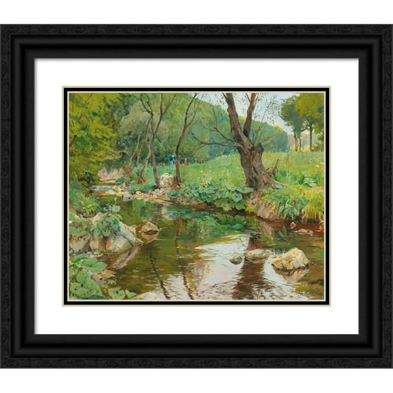 Eduard Zetsche 18x15 Black Ornate Wood Framed Double Matted Museum Art Print Titled - In Sattelbach Near Heiligenkreuz