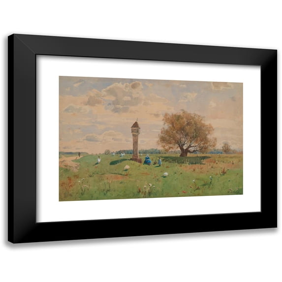 Eduard Zetsche 24x18 Black Modern Framed Museum Art Print Titled - Aumotive at Lichtenworth (1899)