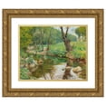 thumbnail image 1 of Eduard Zetsche 24x20 Gold Ornate Framed and Double Matted Museum Art Print Titled - In Sattelbach Near Heiligenkreuz, 1 of 4