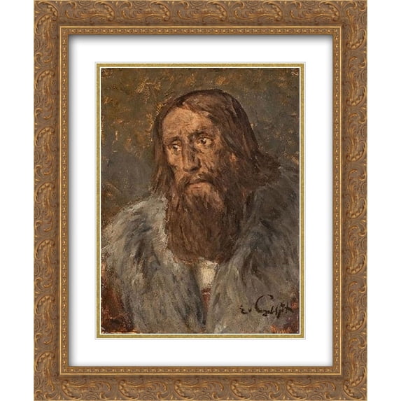 Eduard von Gebhardt 2x Matted 20x24 Gold Ornate Framed Art Print 'Portrait of a Bearded Man (Head of an Apostle)'