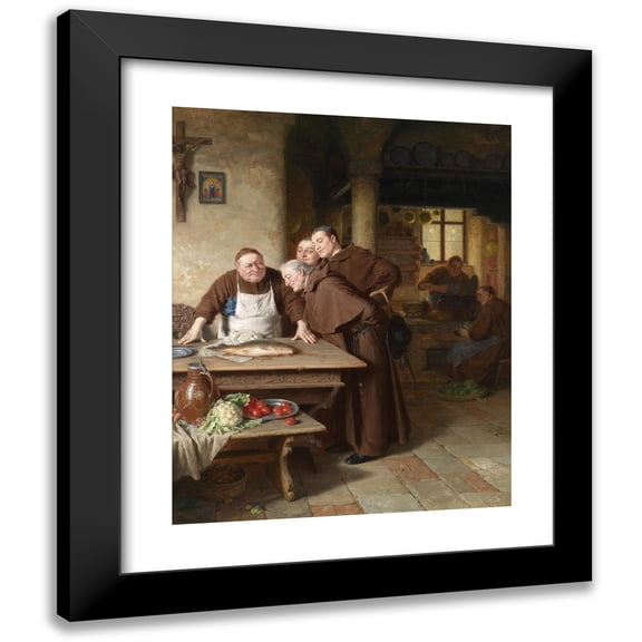 Eduard von Grützner 12x14 Black Modern Framed Museum Art Print Titled - In the Monastery Kitchen (1911)