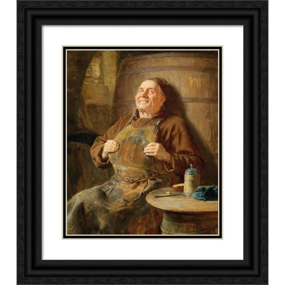 Eduard von Grützner 12x14 Black Ornate Wood Framed Double Matted Museum Art Print Titled: Temporary Rest (1897)