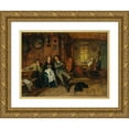 thumbnail image 1 of Eduard von Grützner 18x14 Gold Ornate Wood Frame and Double Matted Museum Art Print Titled - Thread (1882), 1 of 4