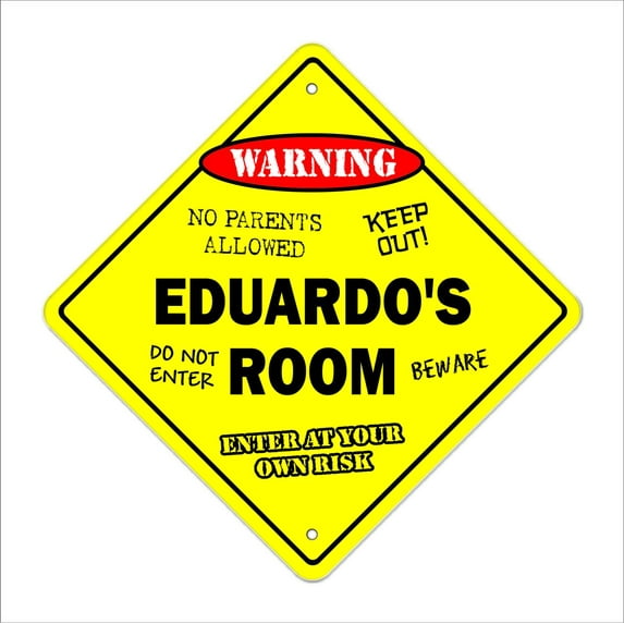Eduardo's Room Sign Crossing Zone Xing | Indoor/Outdoor | 12" Tall kids bedroom decor door children's name boy girl
