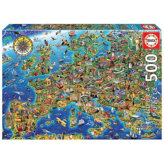 Educa Crazy European Map 500 Piece History & Geography Jigsaw Puzzle