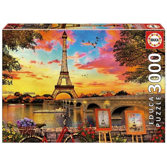 Educa Sunset in Paris 3000 Piece Travel & Monuments Impossible Jigsaw Puzzle