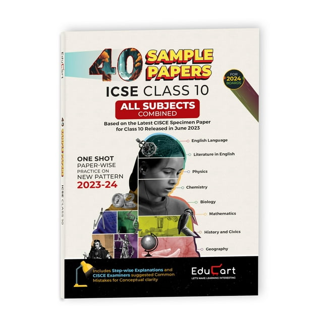 Educart 40 ICSE Sample Papers Class 10 All Subjects Combined for 202324 (Strictly on March