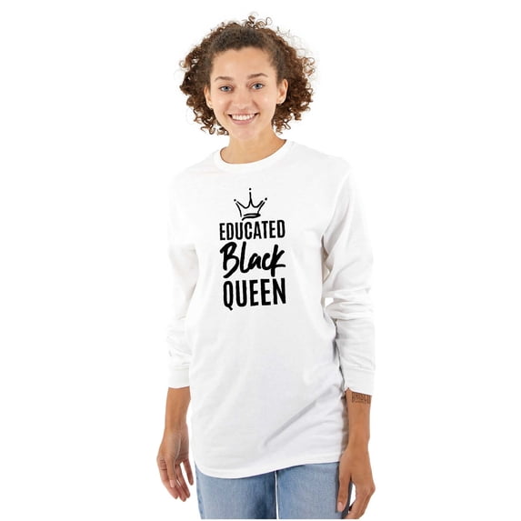 Educated Black Queen Empowered Women Plus Size Long Sleeve Graphic Tee Brisco Brands 3X