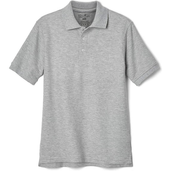 Educated Uniforms Boys 4-20 Short Sleeve Pique Polo Shirt Grey 14/16