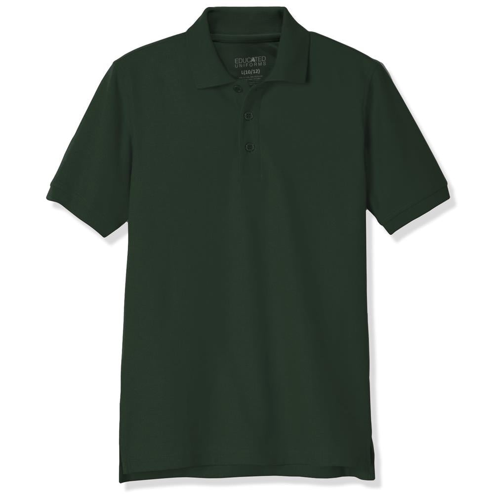 Wholesale Adult Size Long Sleeve Pique Polo Shirt School Uniform in Hunter Green