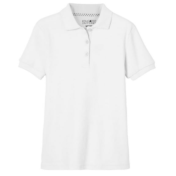 Educated Uniforms Girls 2T-20 Short Sleeve Pique Polo Shirt(White 2T)