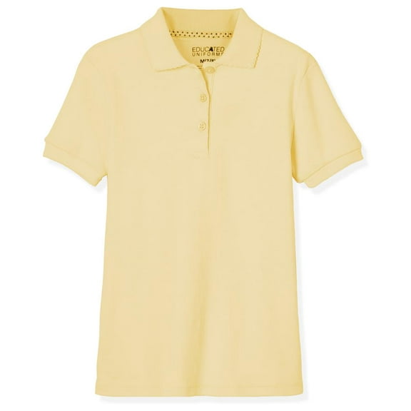 Educated Uniforms Girls 2T-20 Short Sleeve Pique Polo Shirt(Yellow 2T)