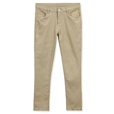 Educated Uniforms Girls 4-20 Adjustable Waist Skinny Stretch School Pant (Khaki 4)