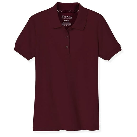 Educated Uniforms Girls 4-20 Short Sleeve Pique Polo Shirt Burgundy 4/5